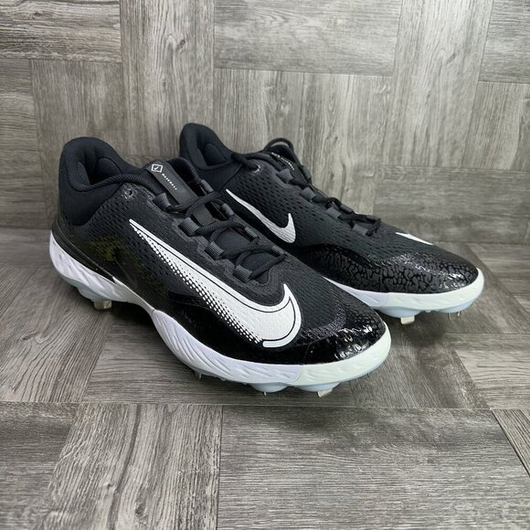 Nike Alpha Huarache Elite 4 Men's size 15 Black and White Metal Baseball Cleats - Picture 5 of 8